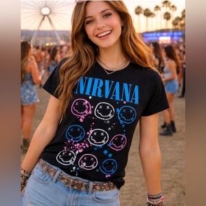 Vintage Y2K Chaser Nirvana Band Graphic Tshirt 2009 Size L Juniors